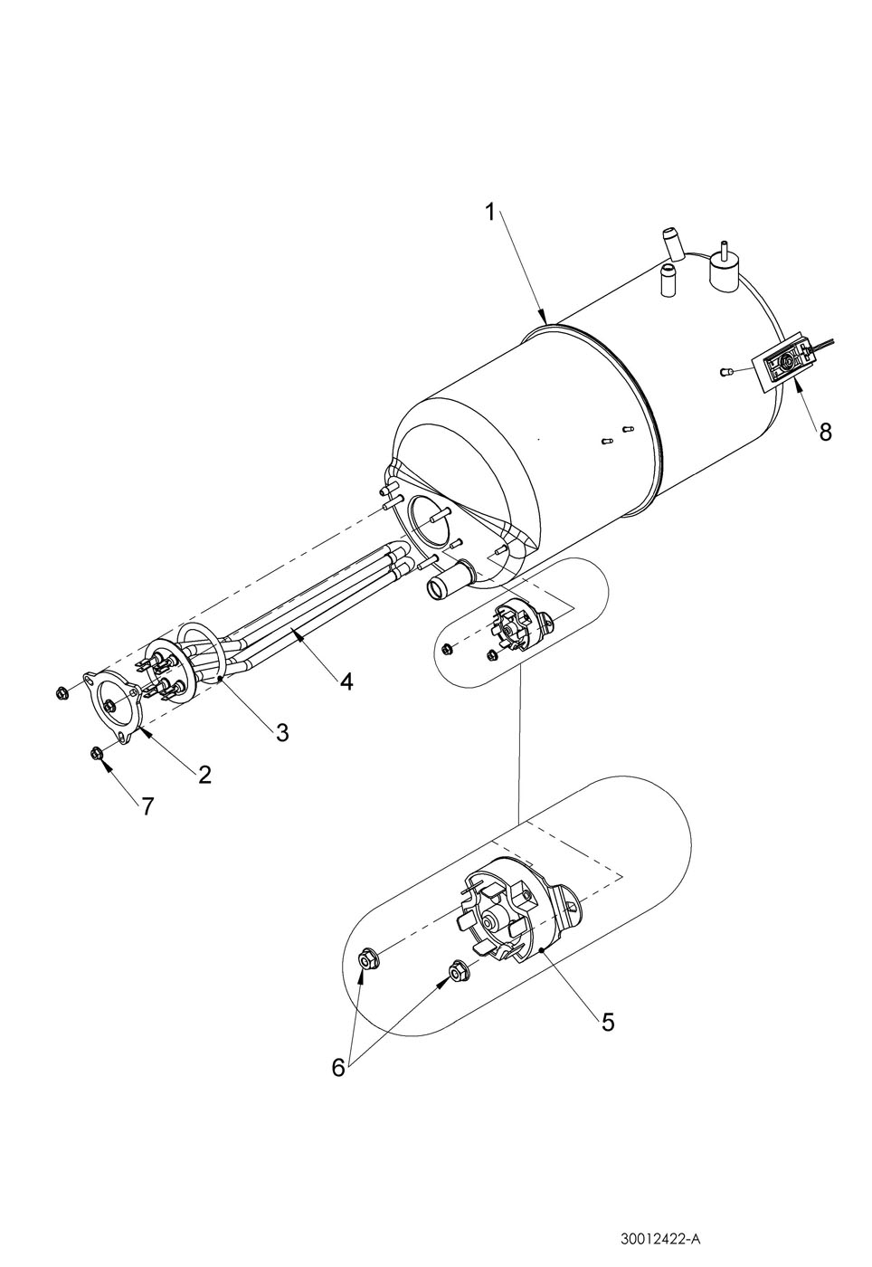 Rinse tank assembly WS 2.6kW (30012422)