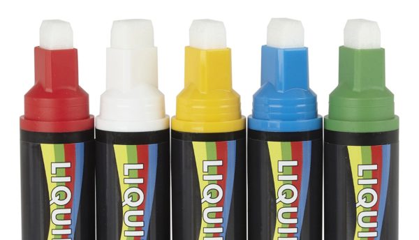 15mm Chisel Tip Chalk Pen Mixed Colours (Pack of 5) - Image 2