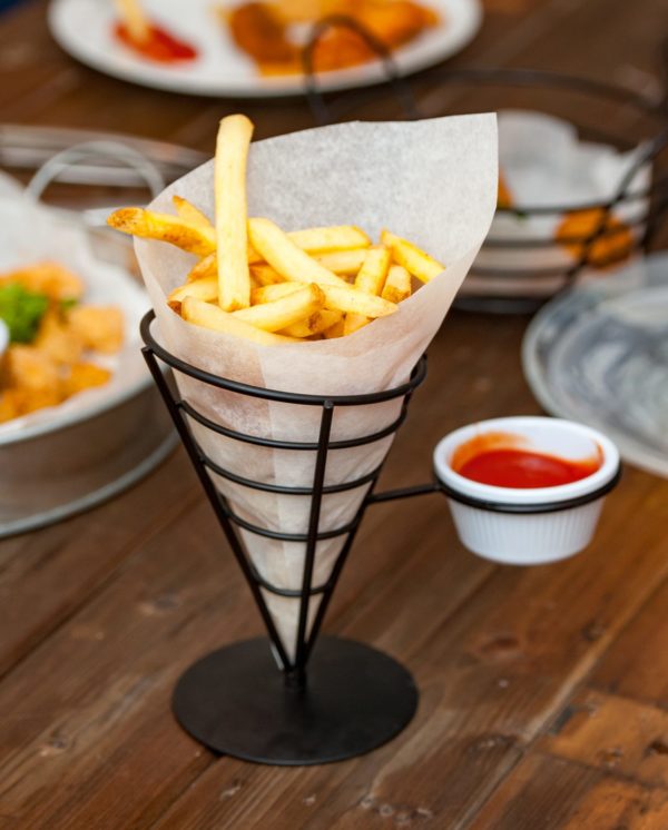 French Fry Cone With Ramekin Holder Black Wire - Image 2