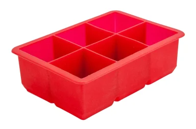 6 Cavity Red Silicone Ice Cube Tray
