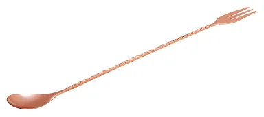 Mezclar Cocktail Spoon With Fork Copper