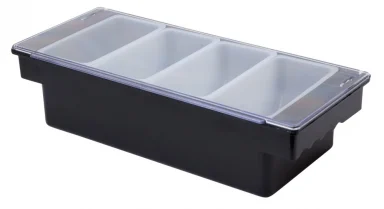 4 Part BLACK Plastic Condiment Holder