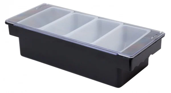 4 Part BLACK Plastic Condiment Holder