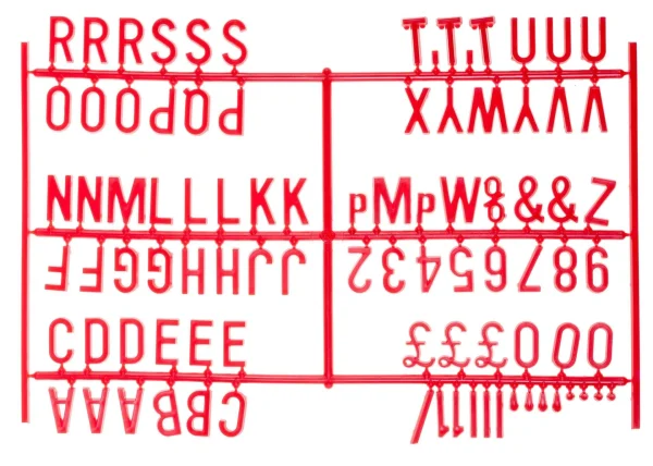 3/4 Inch Letter Set - (540 characters) Red