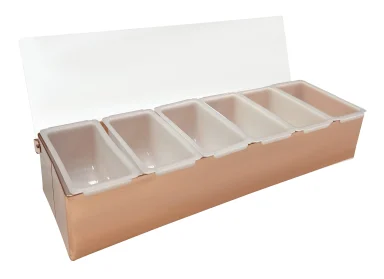 6 Part Stainless Steel Condiment Holder Copper plated