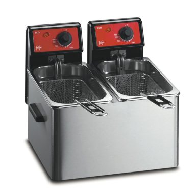 FriFri Eco 4 + 4 Electric Counter-top Twin Tank Fryer – 2 Baskets – W 384 mm – 2 x 2.3 kW