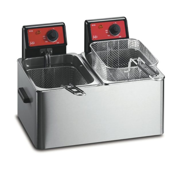 FriFri Eco 6 + 6 Electric Counter-top Twin Tank Fryer - 2 Baskets - W 486 mm - 2 x 3.2 kW