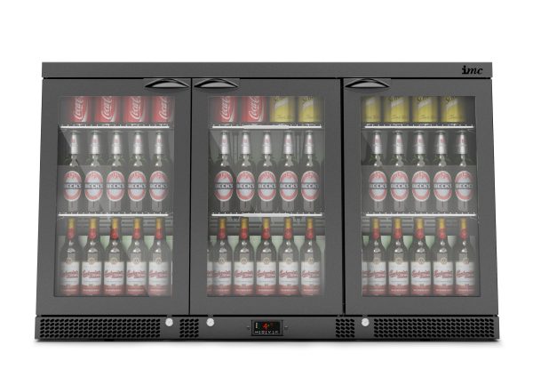 IMC Mistral M135 Bottle Cooler [Front Load] -  Glass Door - Black Painted Frame - H 800 mm - W 1350 mm - 0.357 kW - Image 2