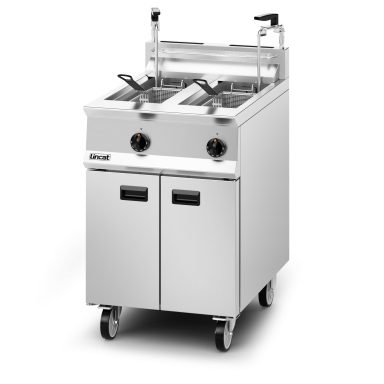 Lincat Opus 800 Natural Gas Free-standing Twin Tank Fryer with Pumped Filtration – 2 Baskets – W 600 mm – 32.0 kW