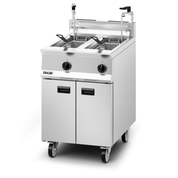 Lincat Opus 800 Propane Gas Free-standing Twin Tank Fryer with Pumped Filtration - 2 Baskets - W 600 mm - 32.0 kW - Image 2