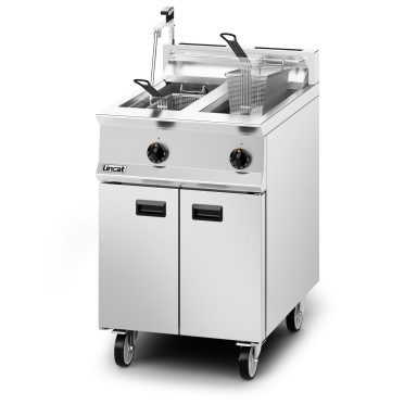 Lincat Opus 800 Natural Gas Free-standing Twin Tank Fryer with Pumped Filtration – 2 Baskets – W 600 mm – 32.0 kW