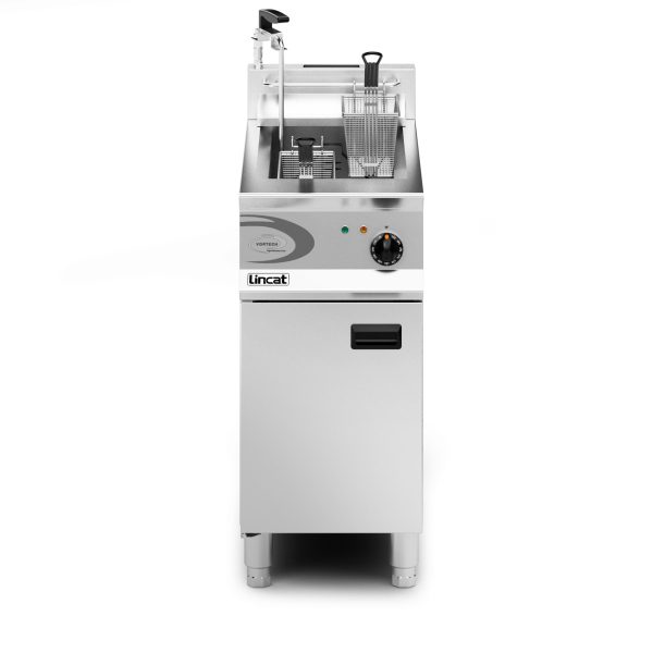 Lincat Opus 800 Natural Gas Free-standing Single Tank Fryer with Pumped Filtration - 2 Baskets - W 400 mm - 22.0 kW - Image 2